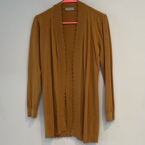 NWOT Evolution by Cyrus Mustard Yellow Open Front Cardigan Size Small Petite